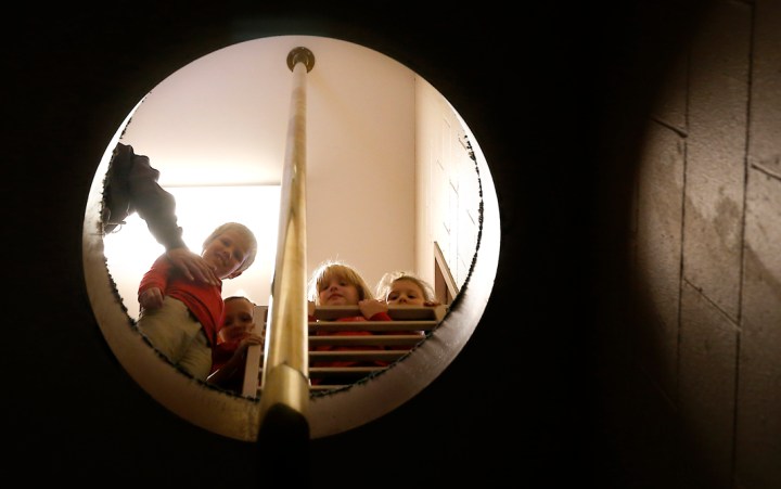 First graders from John Paul II elementary school visited the Mitchell Fire Department on Monday afternoon as part of fire prevention week. (Matt Gade/Republic)