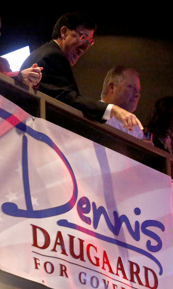 South Dakota Lt. Gov. Matt Michels cheers from the balcony during the Republican Election Party on Tuesday night at The District restaurant in Sioux Falls. (Matt Gade/Republic)